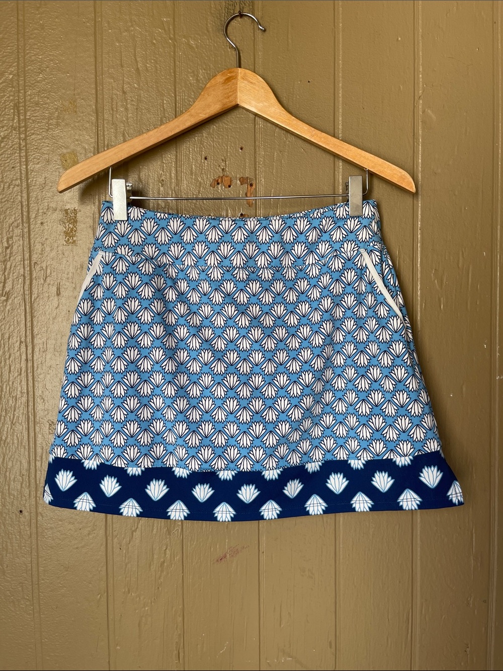 Sigrid Olsen Golf & Tennis Blue Patterned A-Line Skirt size M